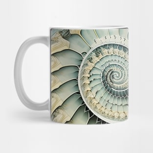 Fibonacci Sequence: Fibonacci Shell Art (on a Dark Knocked Out Background) Mug